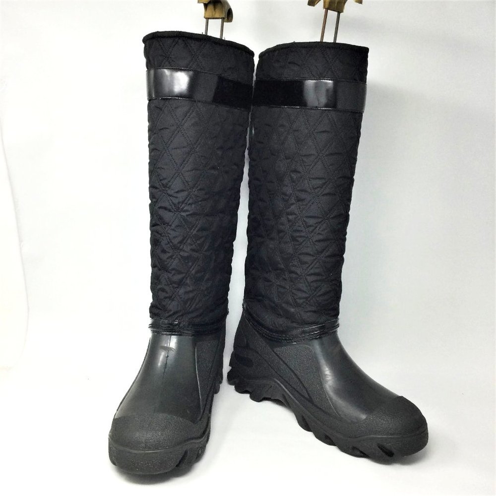 Stuart Weitzman Black Rain Boots Nylon Rubber L